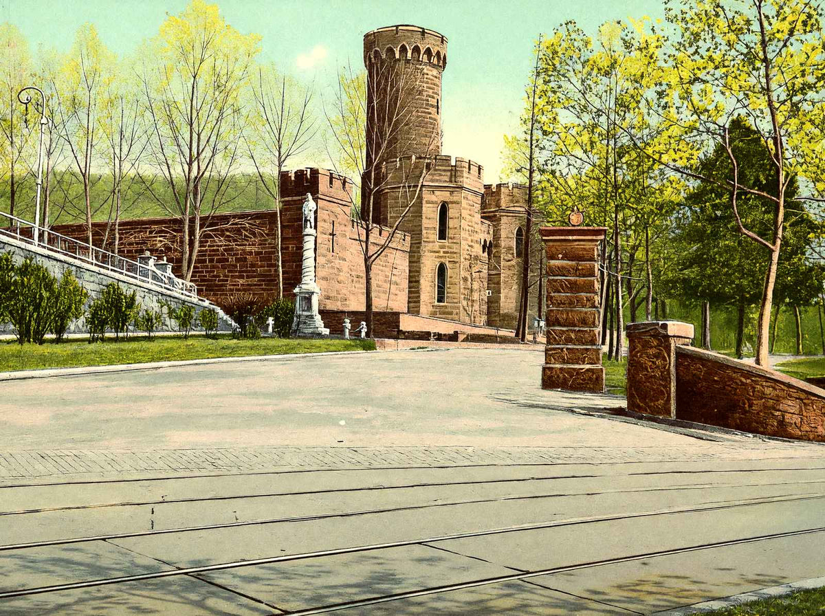Entrance to City Park, Reading, PA in 1907 vintage print