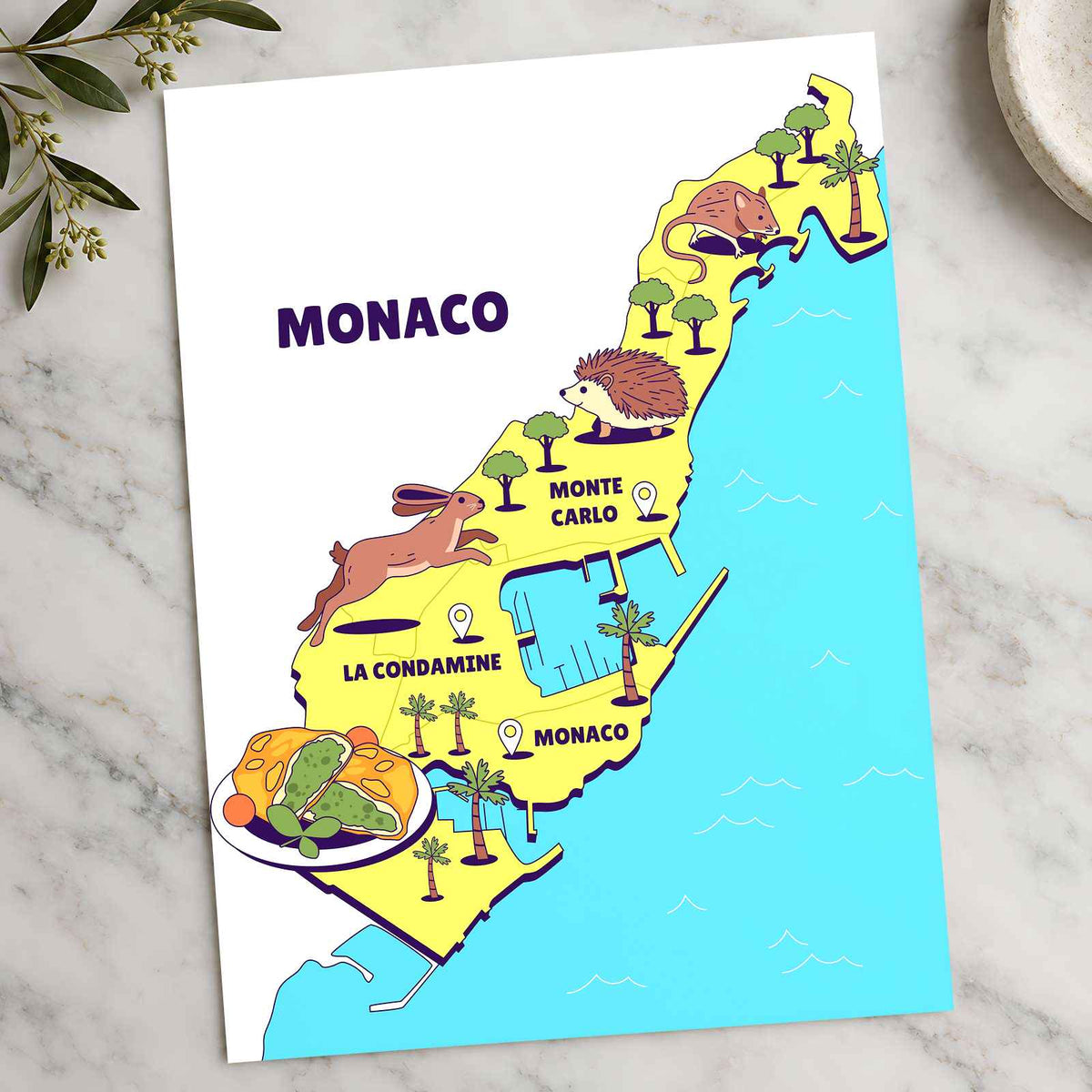 Map of the State of Monaco by Tri wiranto Art Print Wall Decor