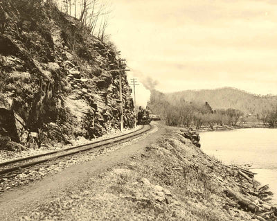 River Bend and Railroad N of Lock Haven PA vintage photo print