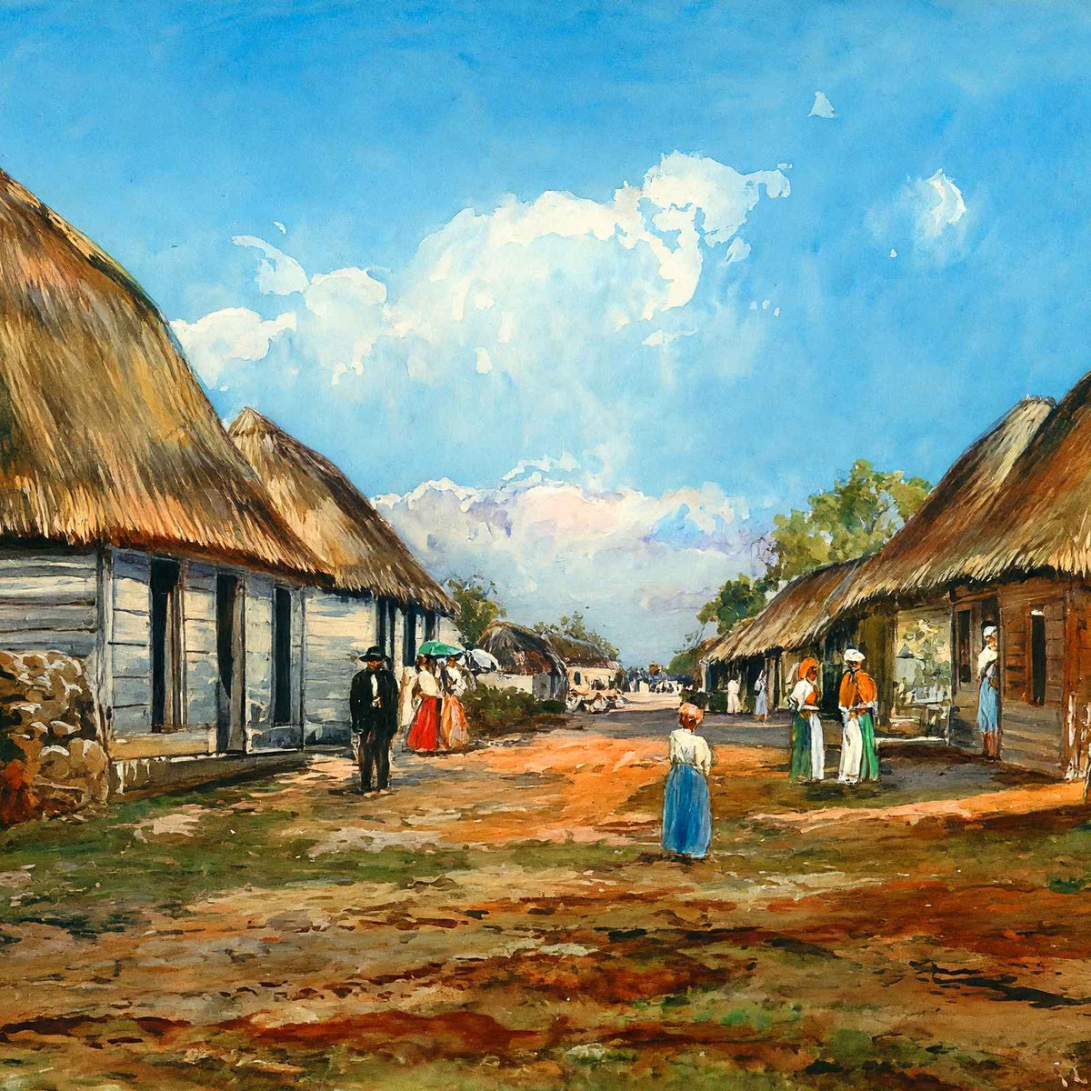 Street in a Cuban Village, Cuba in 1921 painting