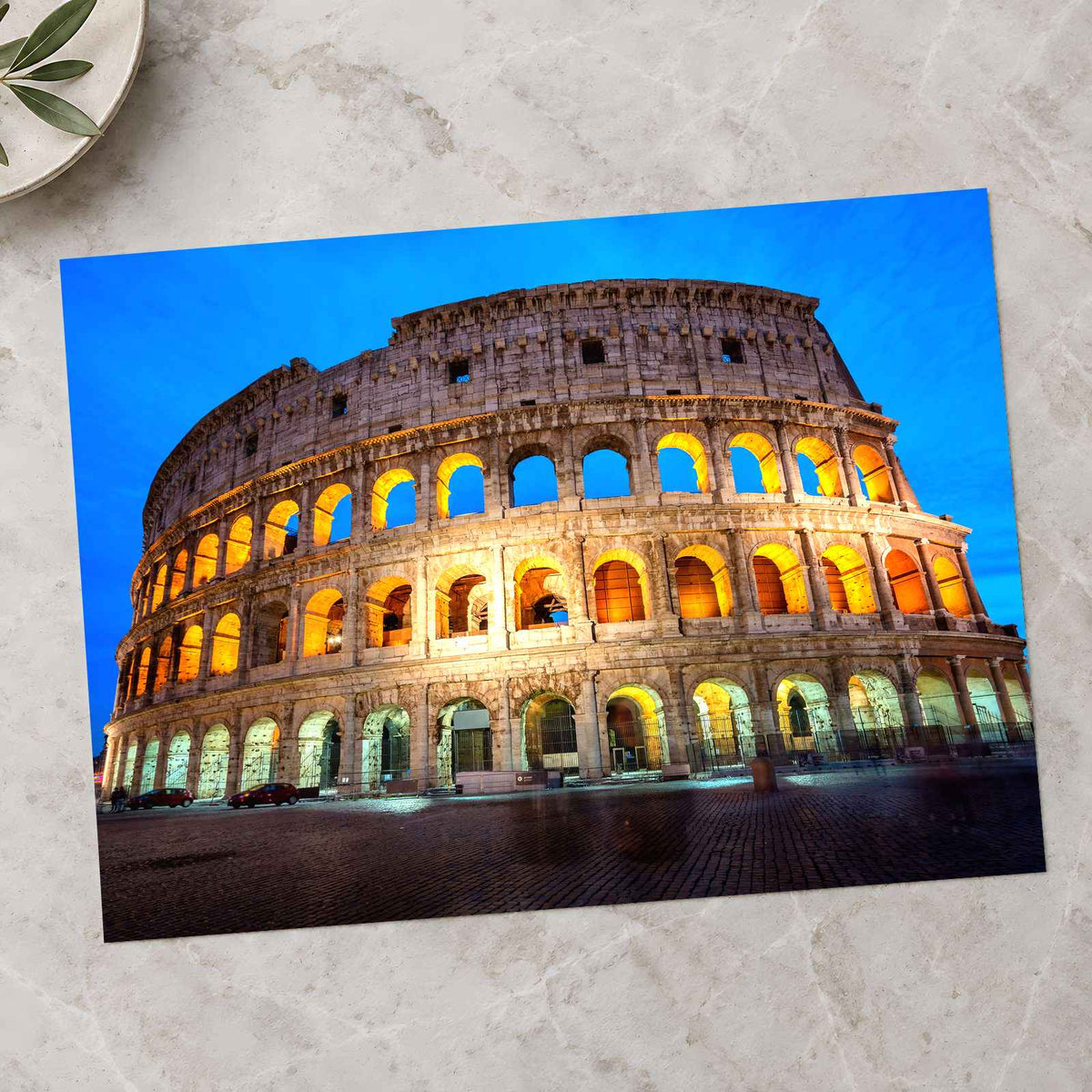 Colosseum Illuminated at Night in Rome Photo Print Wall Decor