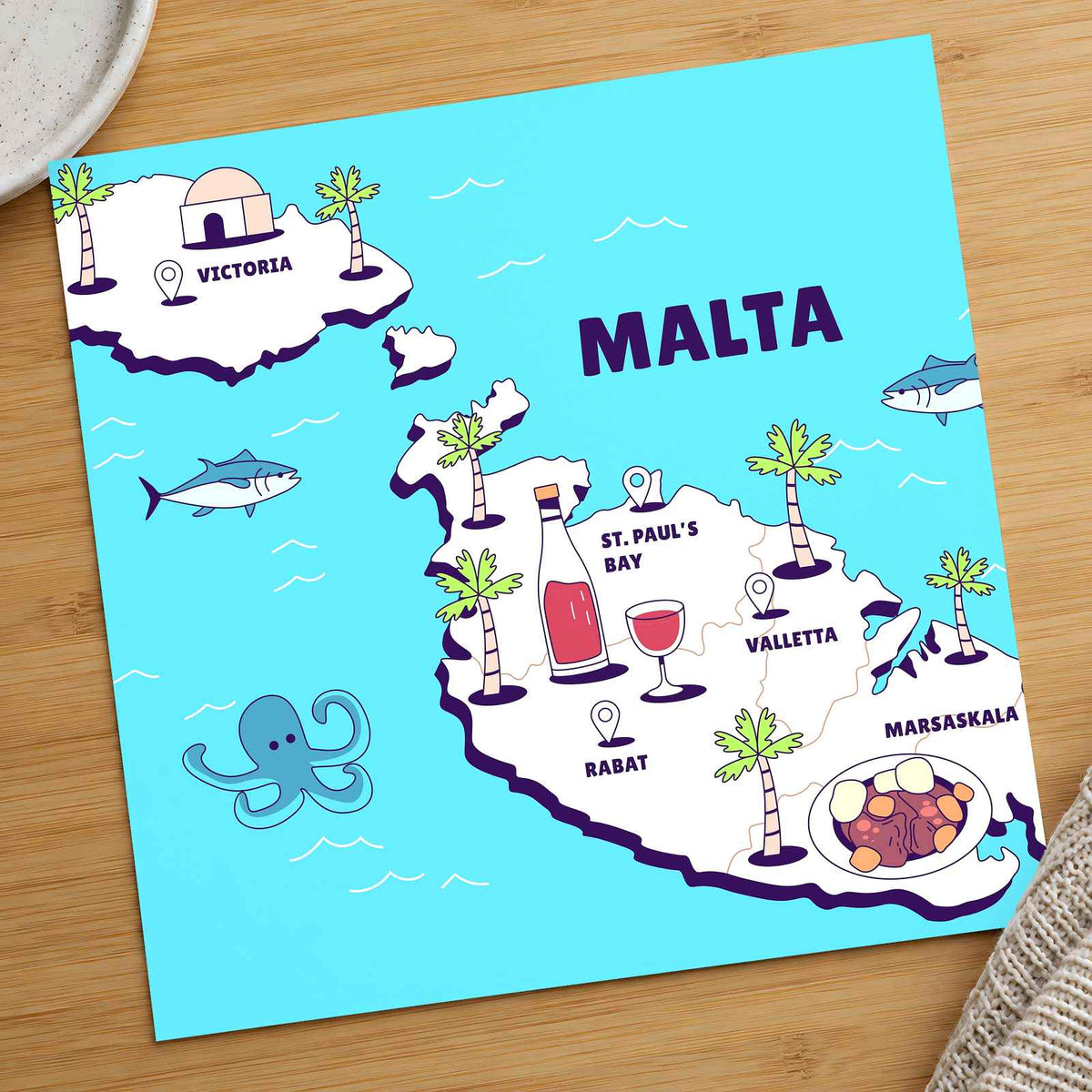 Map of the Island of Malta by Tri wiranto Art Print Wall Decor