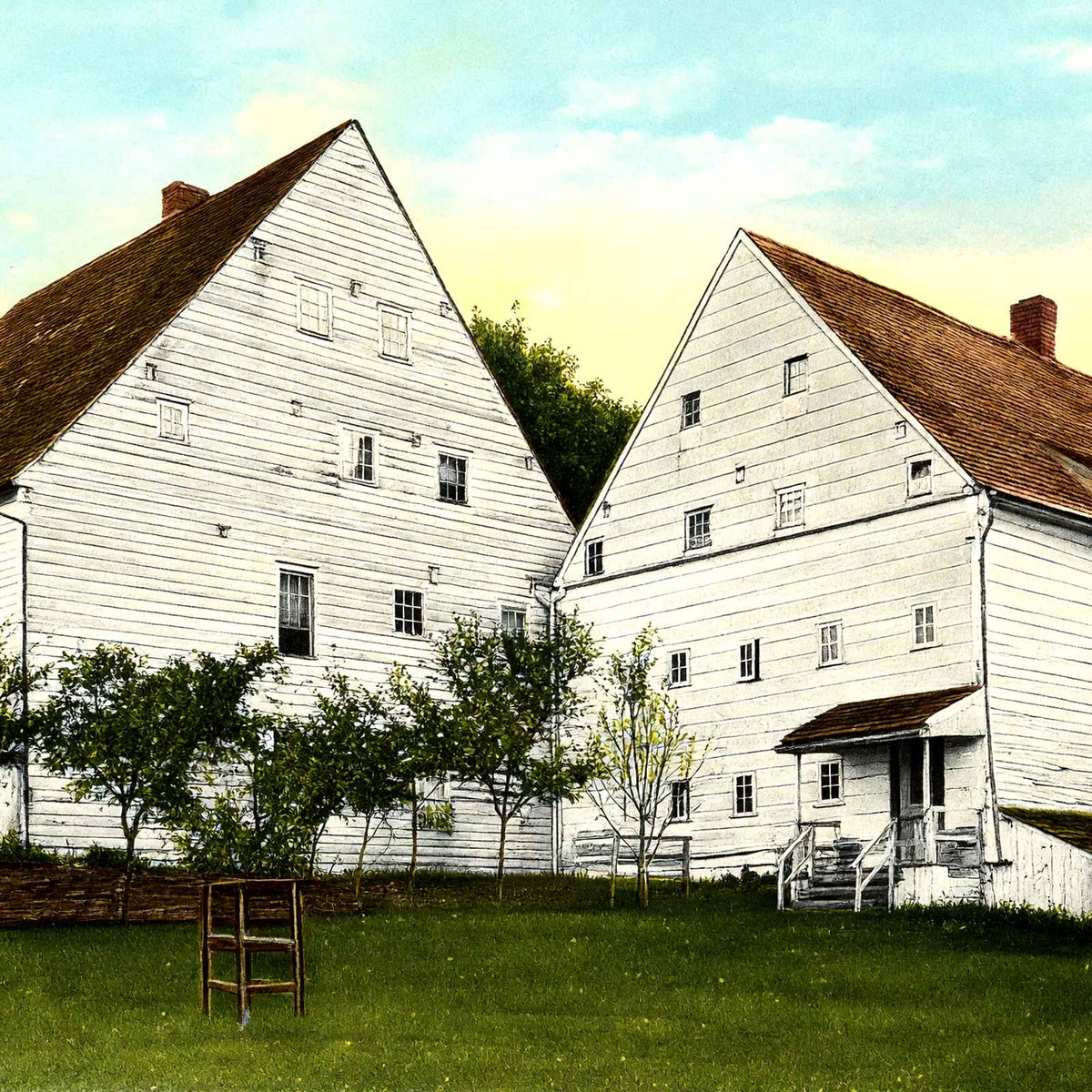 Ephrata Cloister Buildings, Ephrata PA 1907 vintage print