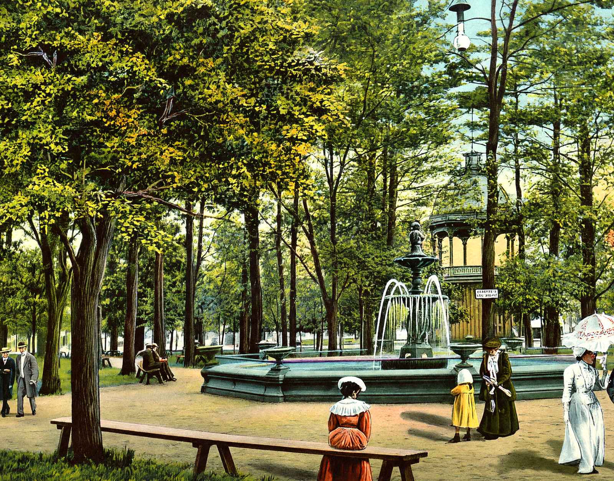 Fountain Park, Sheboygan, WI in 1907 vintage print