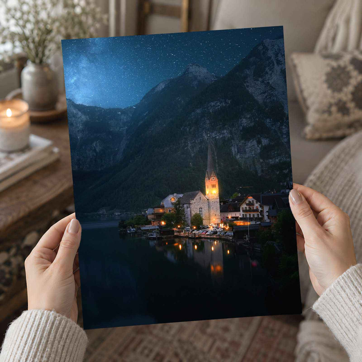 Small Town on Lake in Alps by Enis Can Ceyhan Photo Print Wall Decor