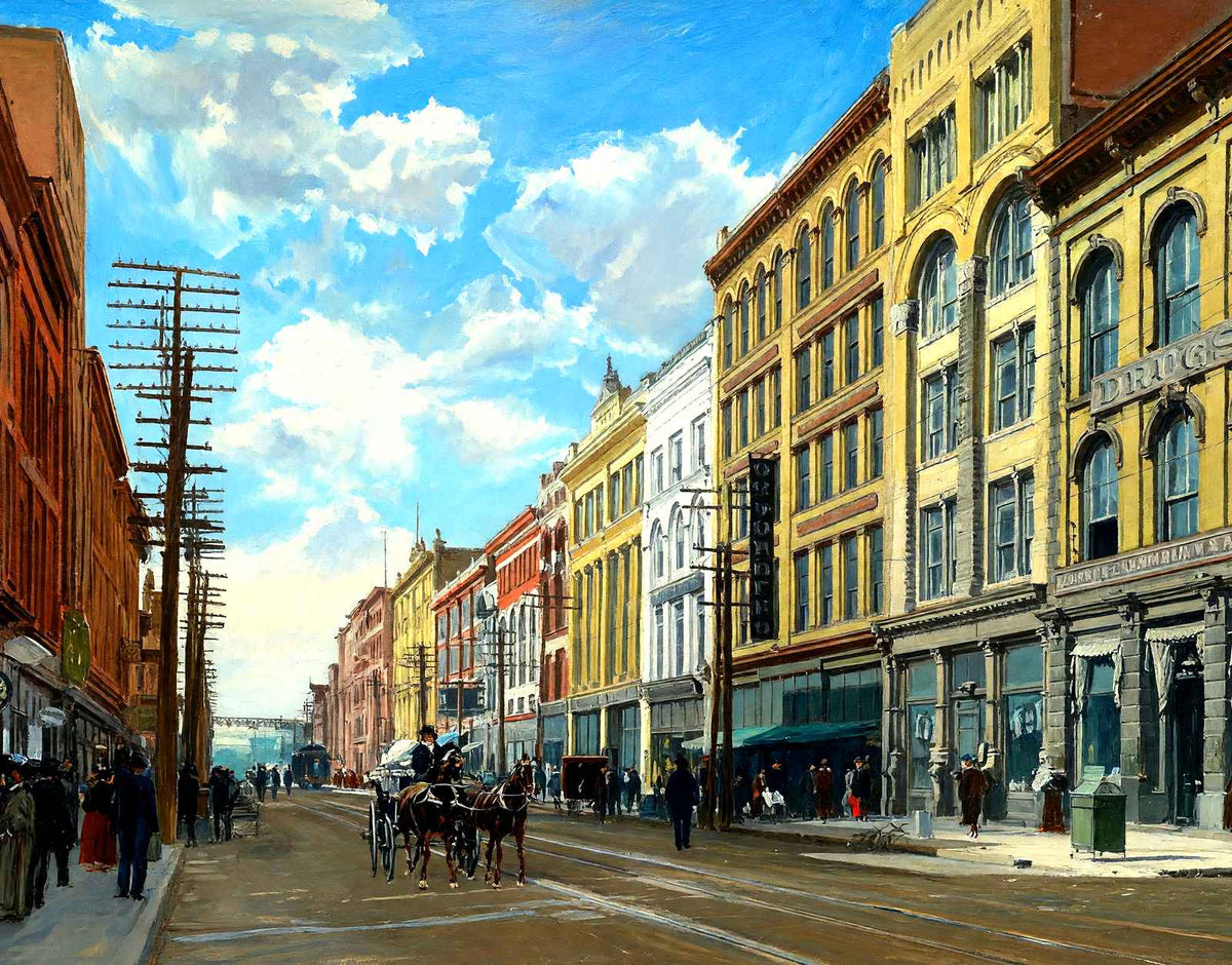 Gay Street, Knoxville, TN in 1907 art print