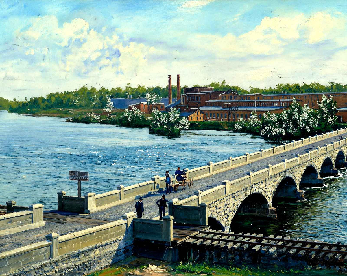 John Street Bridge, Appleton, WI in 1908 art print
