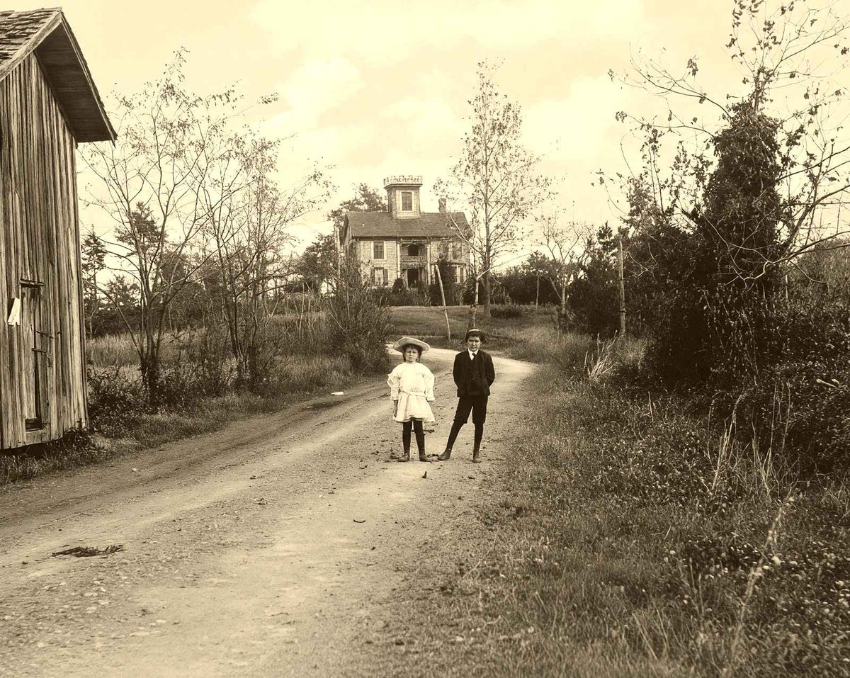 Macadamized Road and Home Near Salisbury, NC vintage print