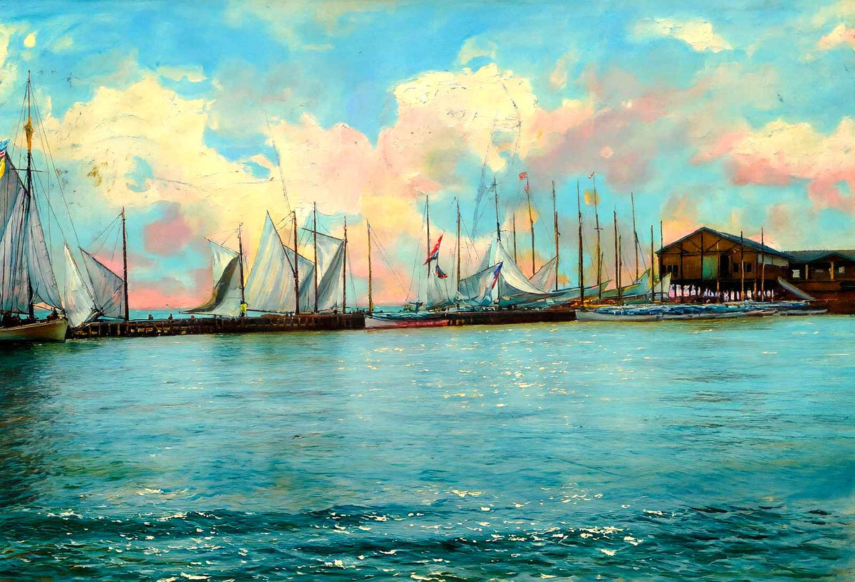 Inlet Boats, Atlantic City, NJ in 1901 art print