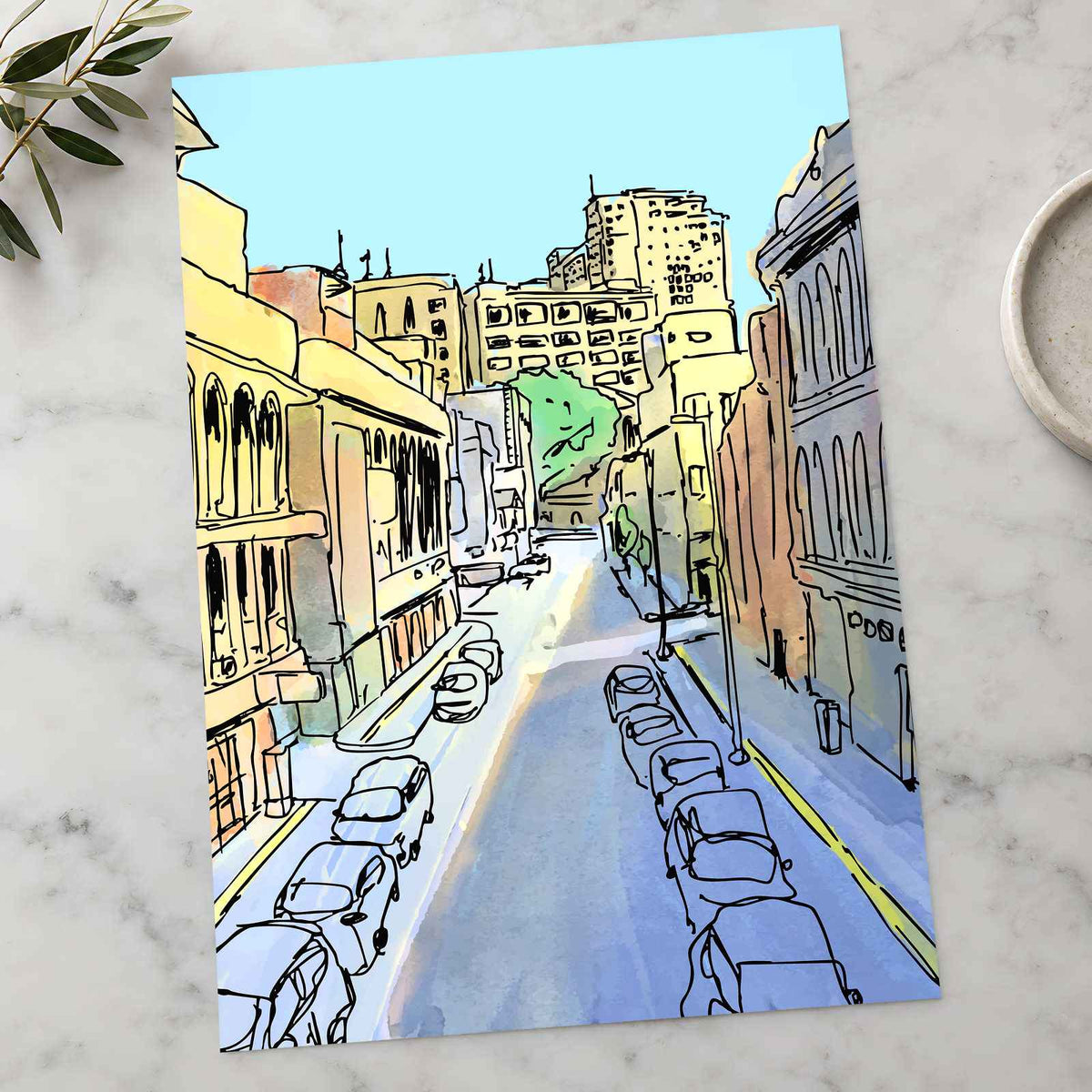 Paris Street Scene Illustration by Runend Art Art Print Wall Decor