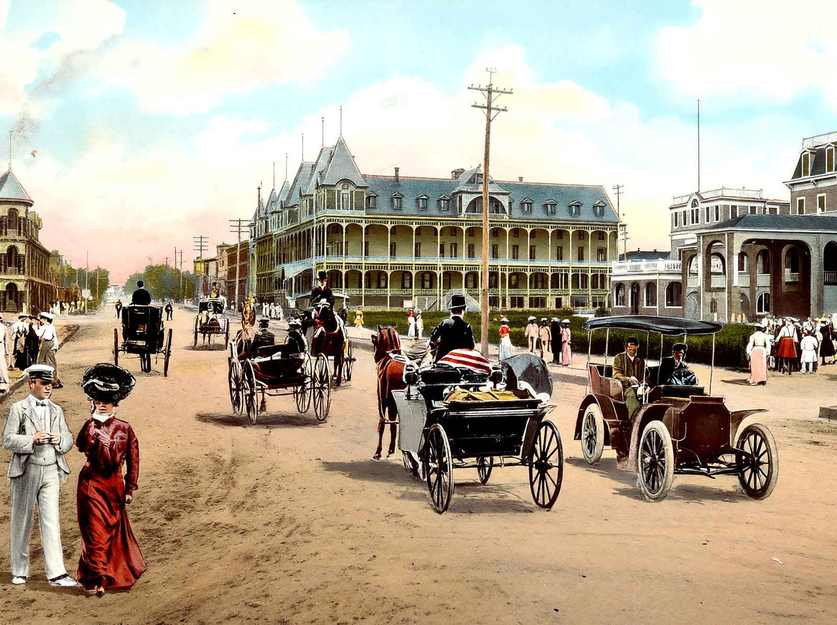Asbury Avenue, Asbury Park, NJ in 1905 vintage print