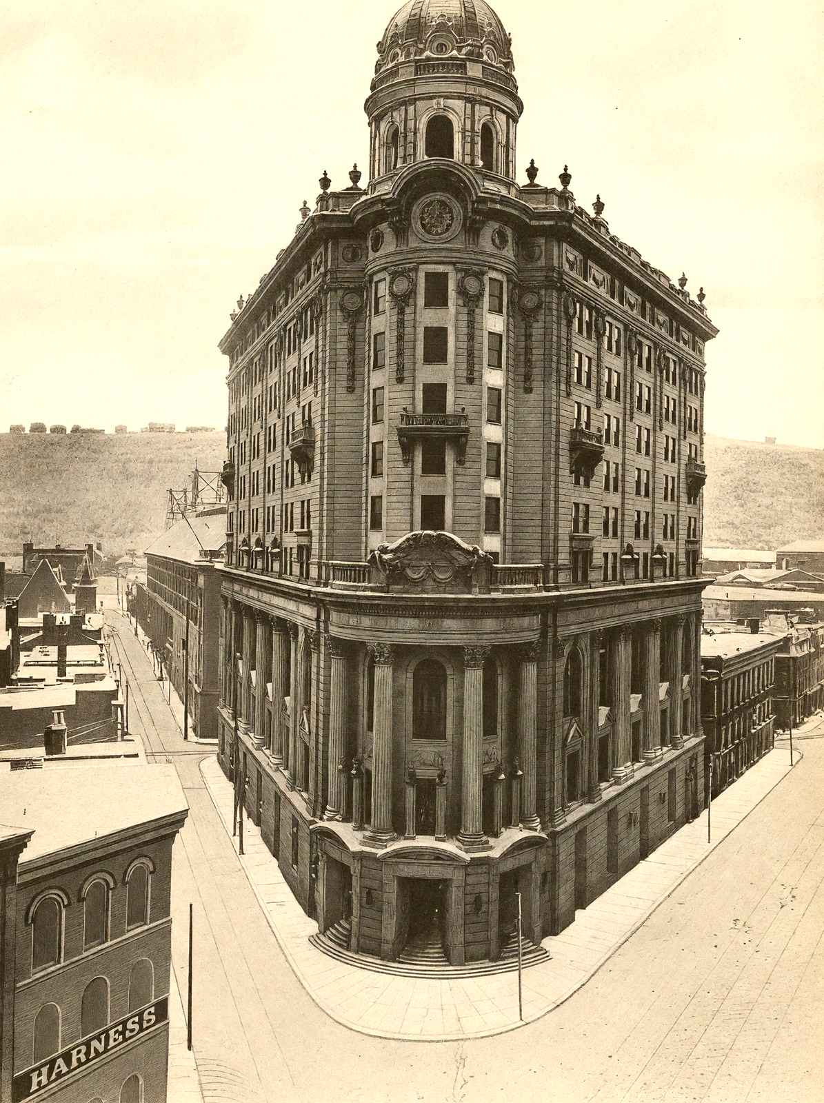 Wabash RR Station, Pittsburgh PA in 1907 vintage print