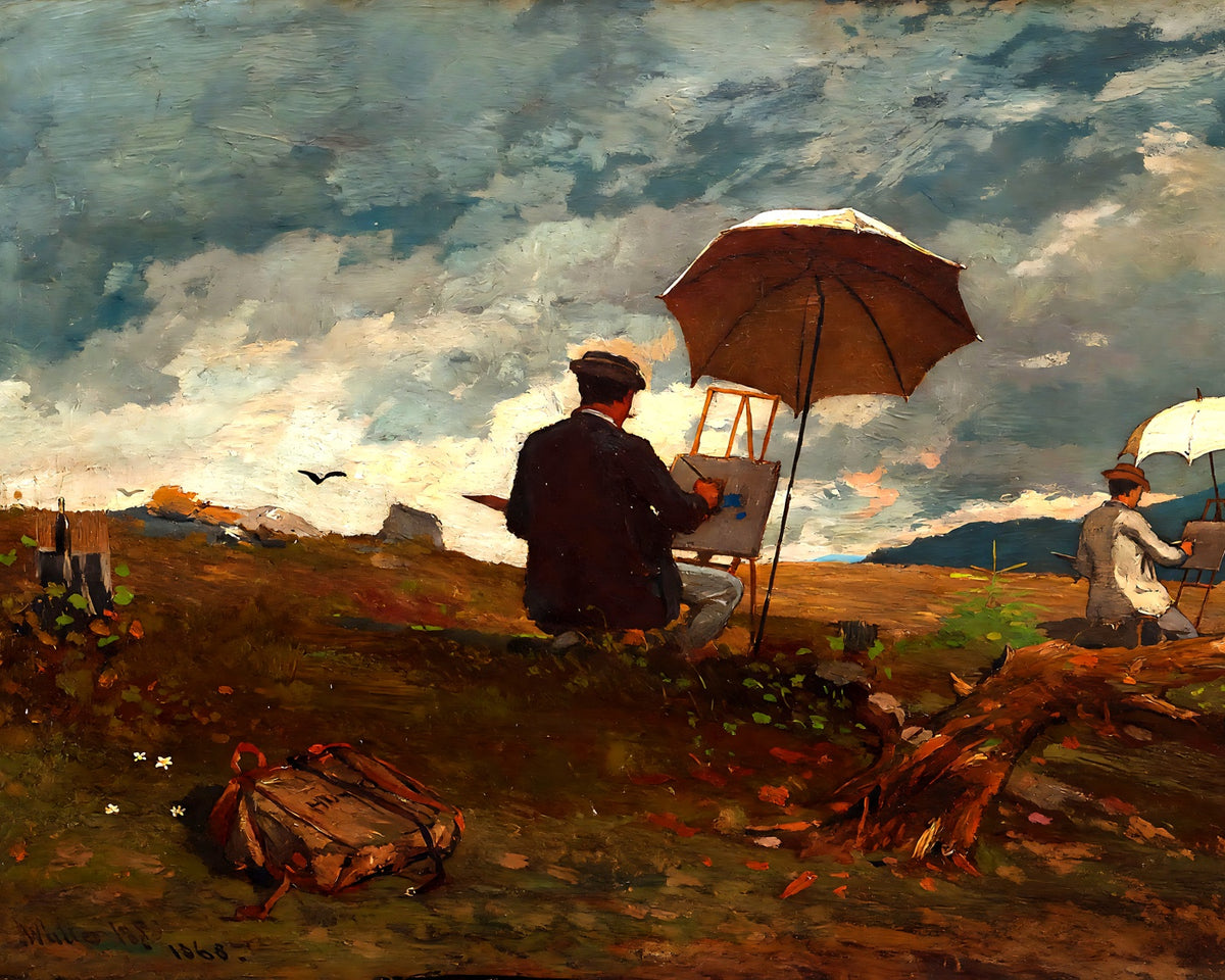Artists Sketching in the White Mountains painting print by Winslow Homer (1868)