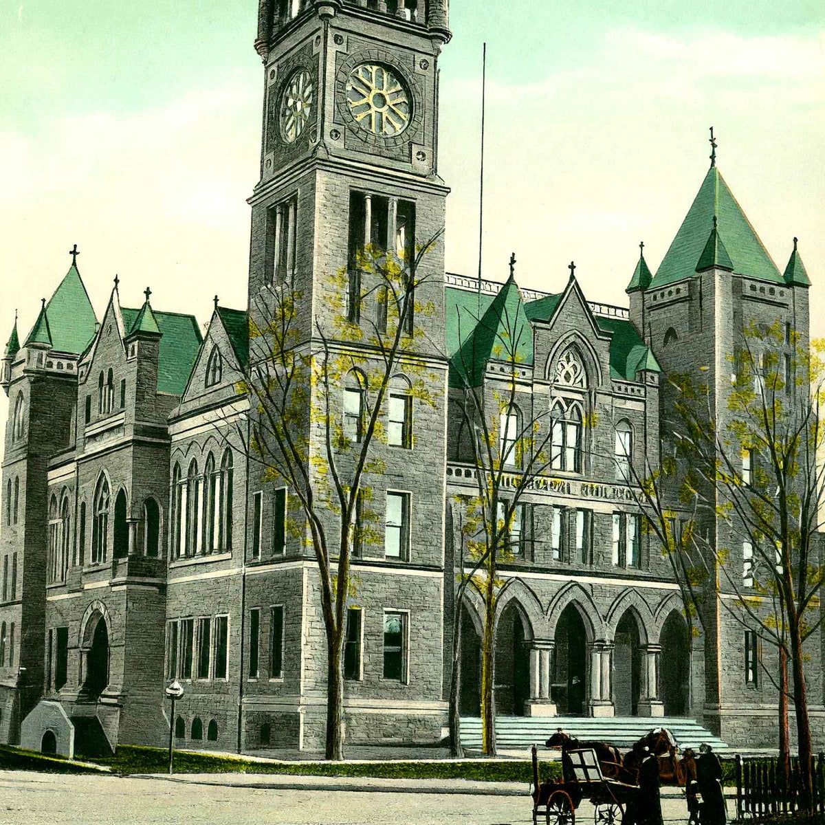 Municipal Building, Scranton PA in 1907 vintage print