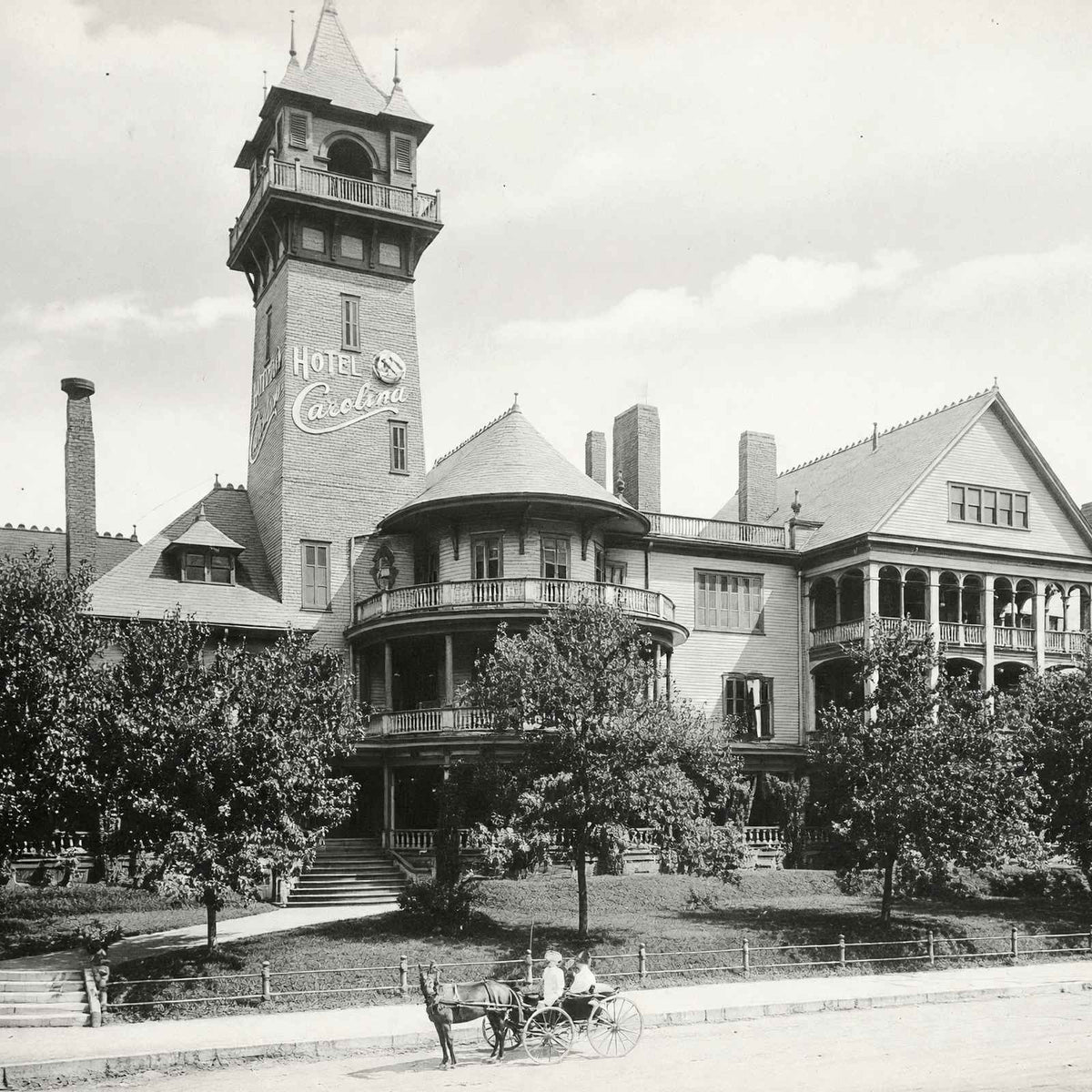 Historic Hotel Carrolina Durham NC in 1904 vintage photo print