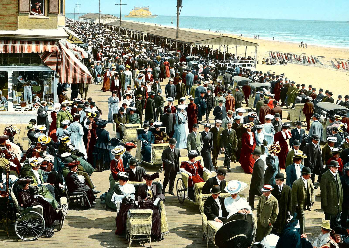 Afternoon on the Boardwalk, Atlantic City, NJ vintage print