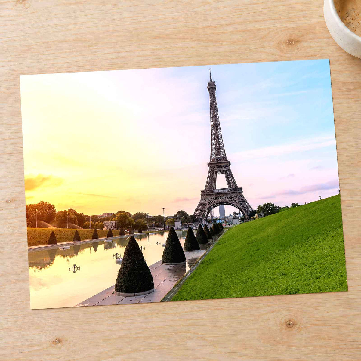Eiffel Tower Rising Above a Reflecting Pool Photo Print Wall Decor