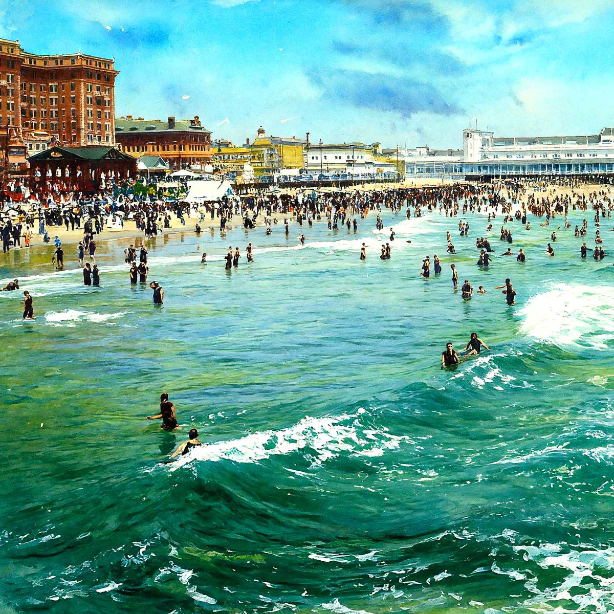 Noon Bathing, Atlantic City, NJ in 1901 art print