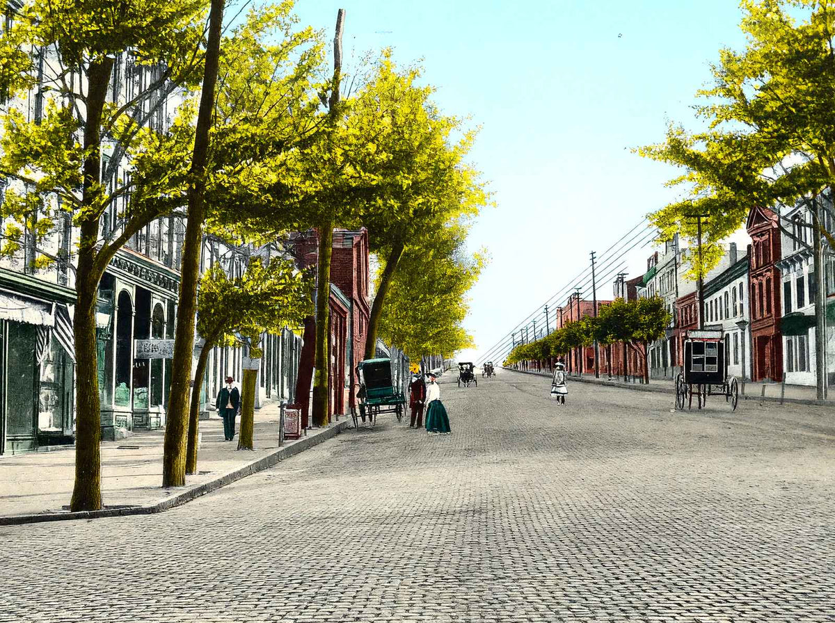 Broad Street, Bethlehem PA in 1912 vintage print