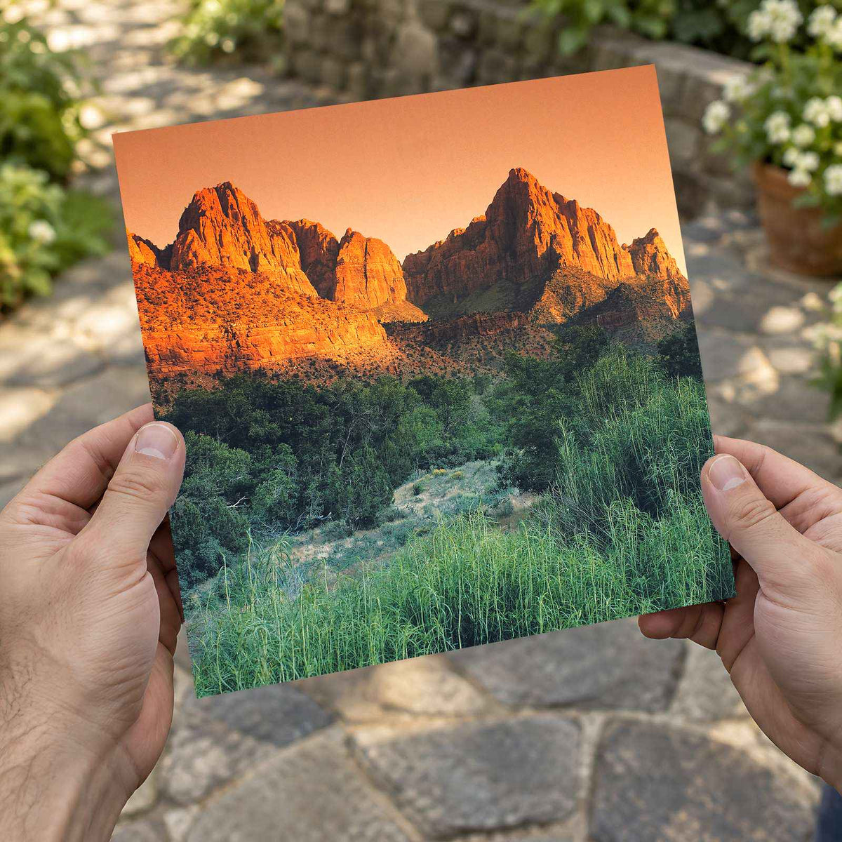 Glowing Sandstone Mountains Photo Print Wall Decor