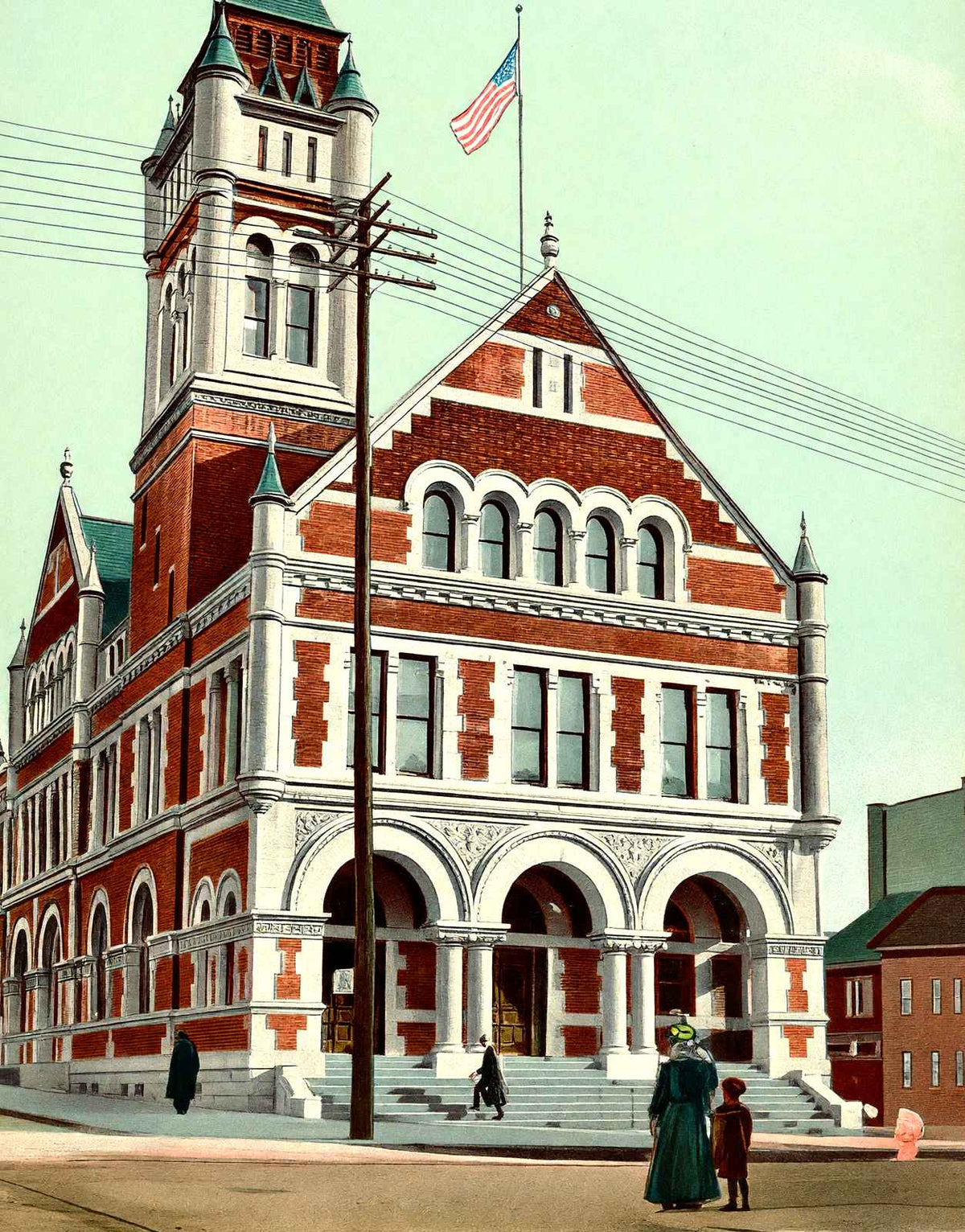 Post Office, Reading, PA in 1907 vintage print