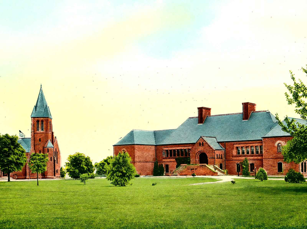 Chapel and Memorial Hall, Lawrenceville, NJ vintage print