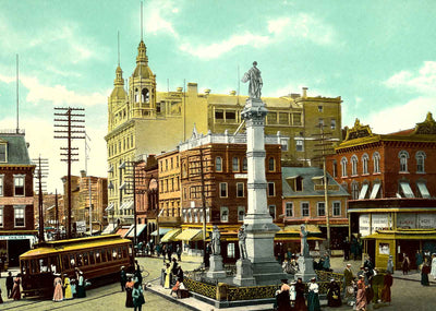 Penn Square and Soldiers' Monument, Lancaster vintage print