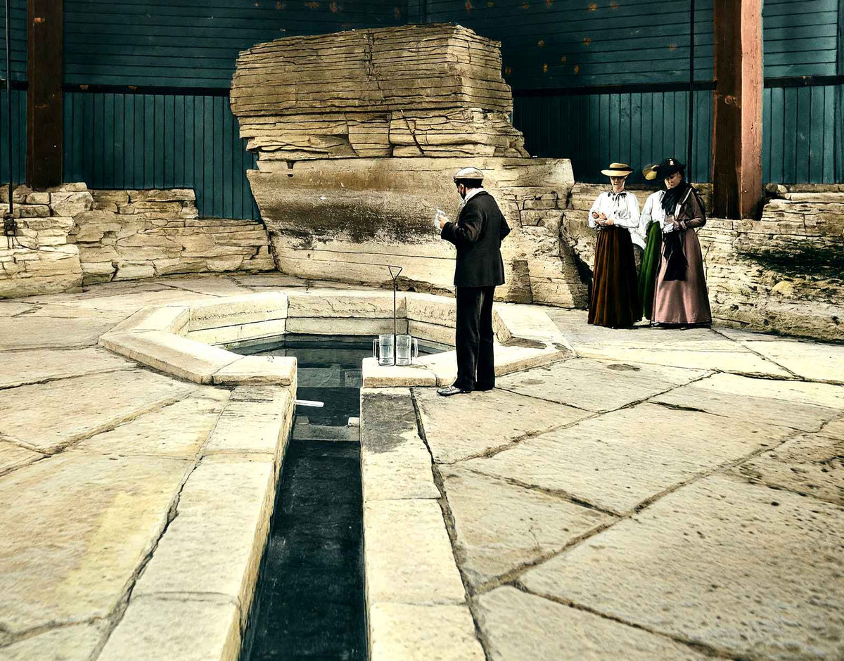 White Rock Spring, Waukesha, WI in 1906 vintage print
