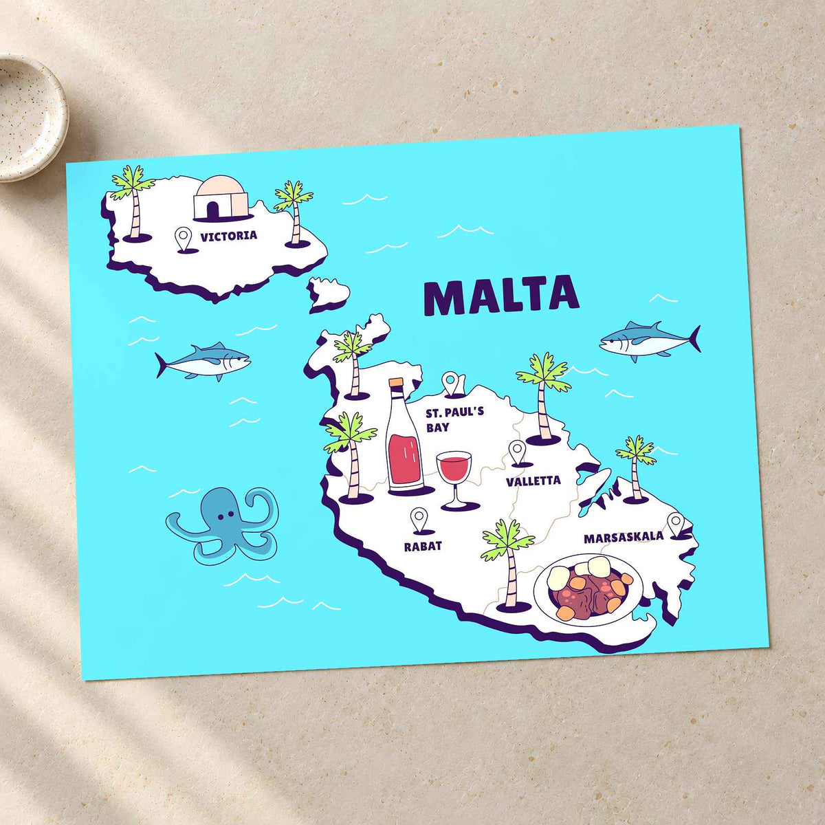 Map of the Island of Malta by Tri wiranto Art Print Wall Decor