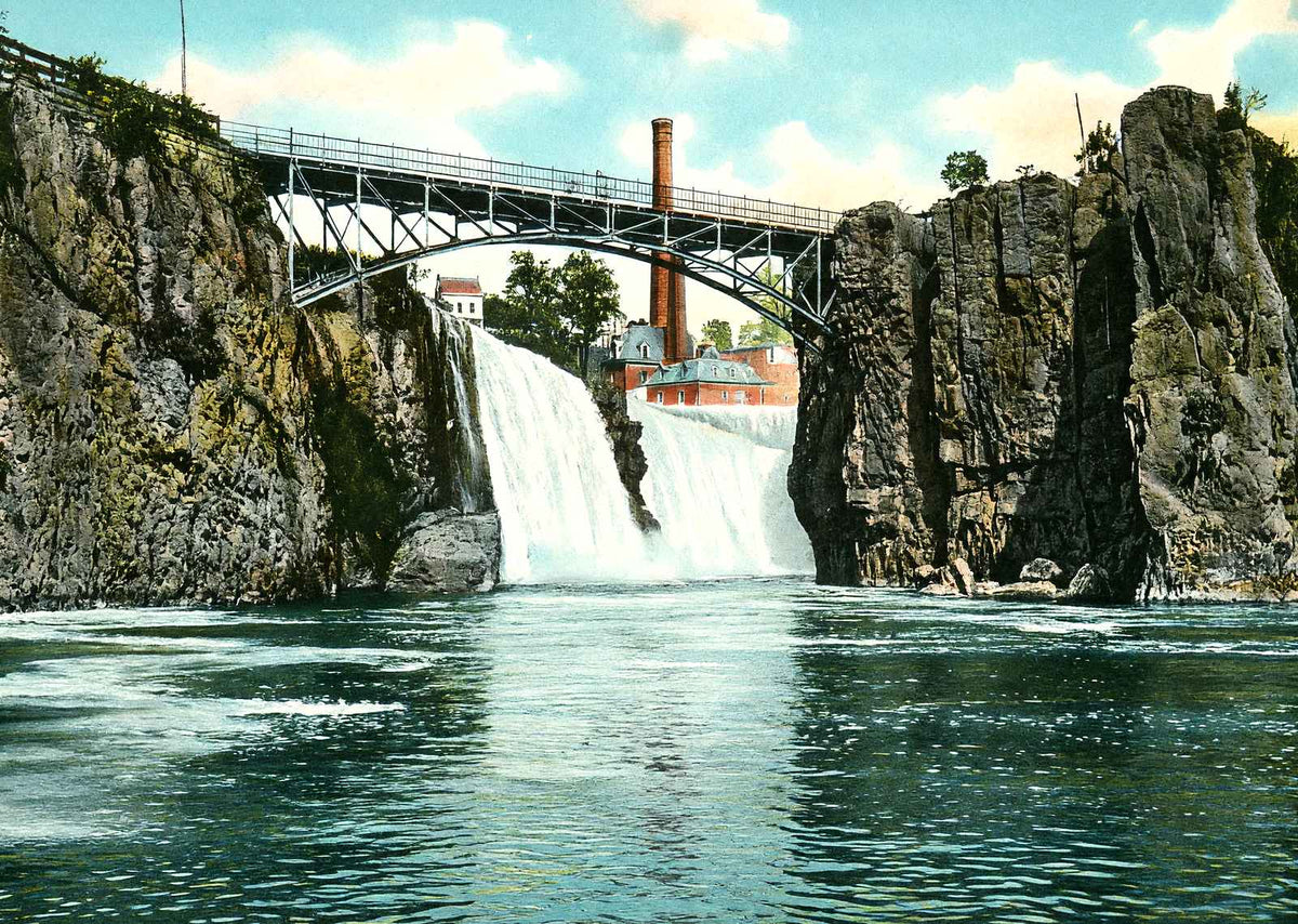 Passaic Falls from the Basin, Paterson, NJ vintage print