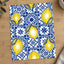 Pattern of Yellow Lemons Blue and White Tiles by Rino Luna Art Print Wall Decor