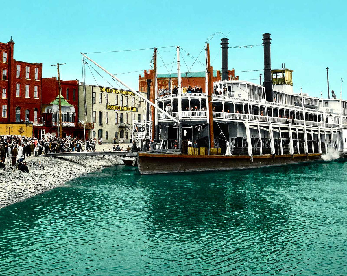 Harbor, LA Crosse, WI in 1906 vintage print