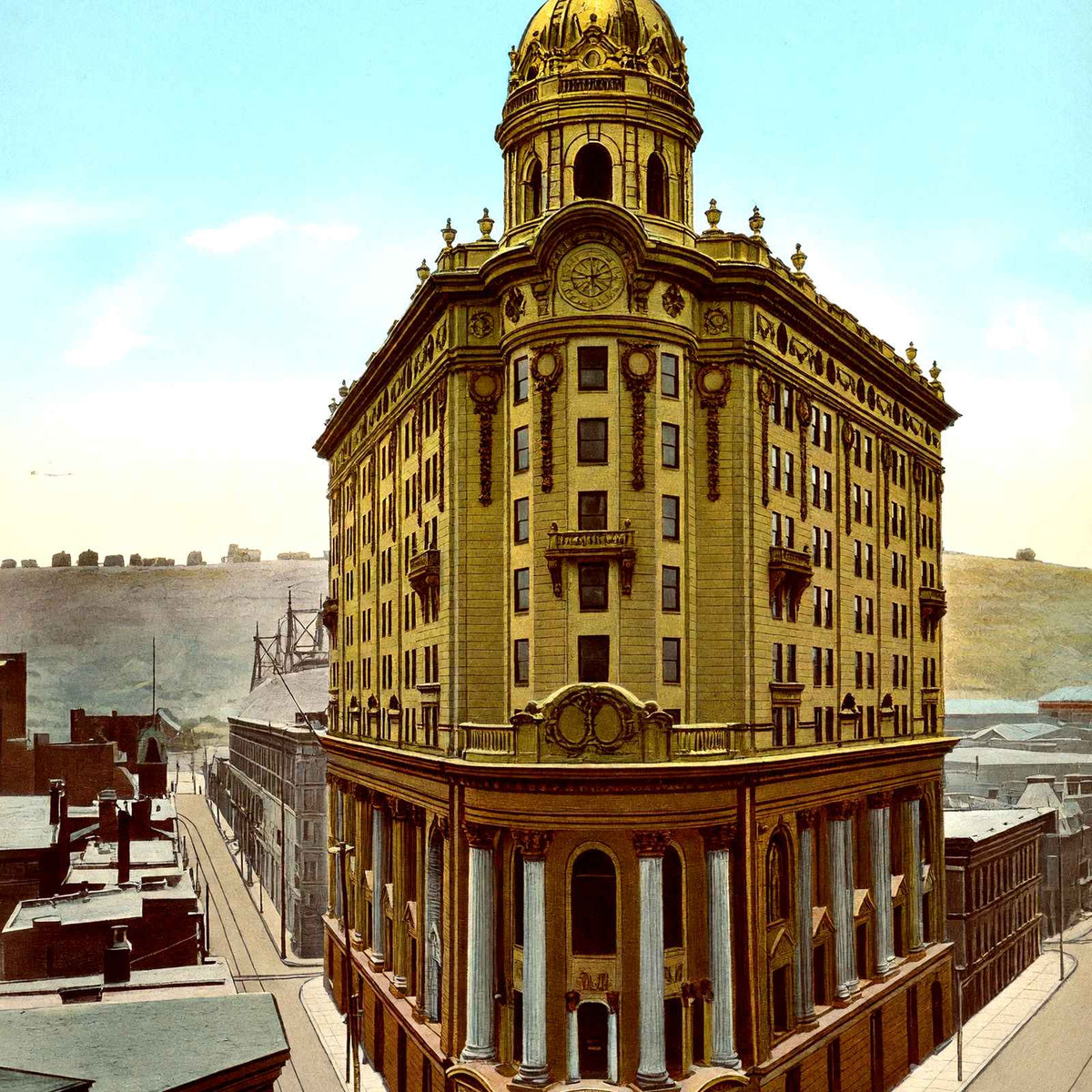 Wabash RR Station, Pittsburgh PA in 1906 vintage print