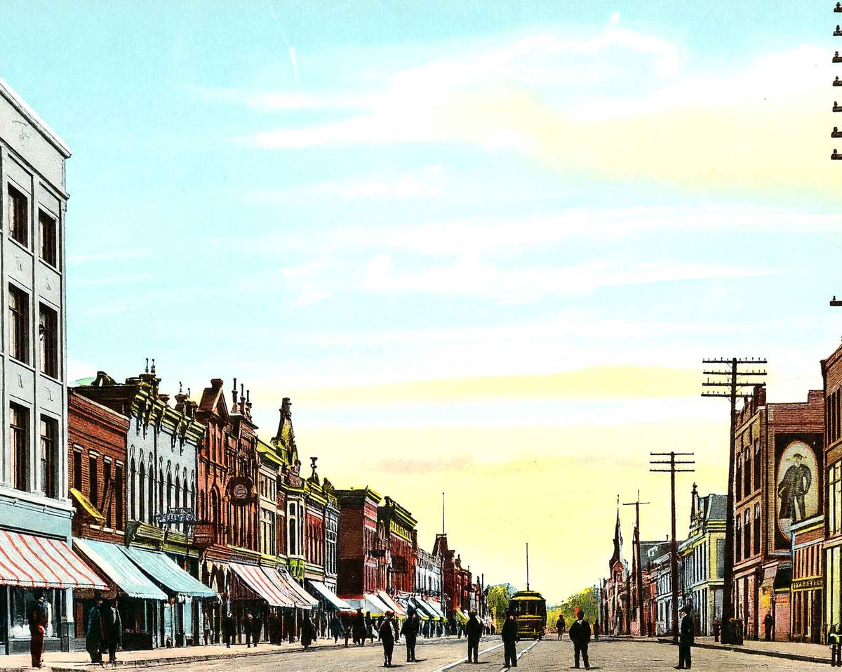 College Avenue, Appleton, WI in 1905 vintage print