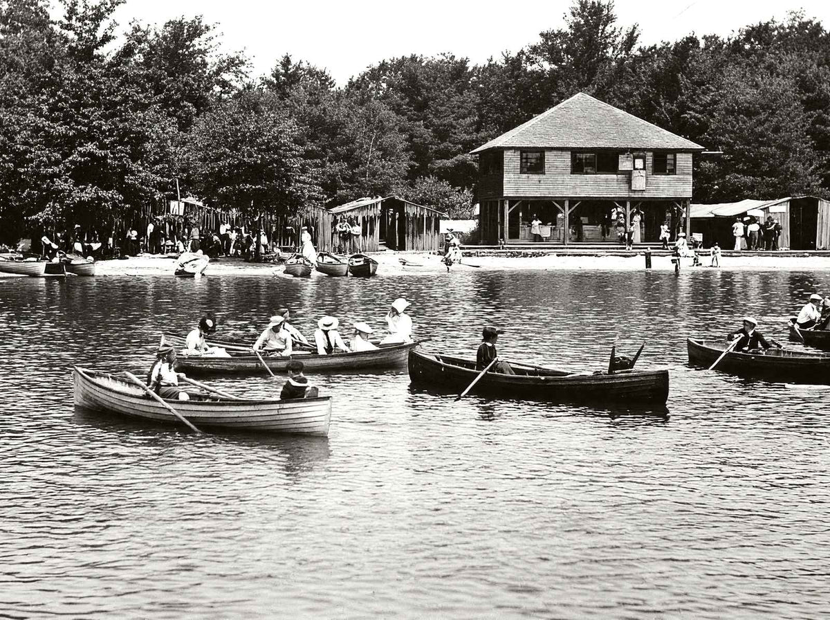 The Beach, Eagles Mere, PA in 1905 vintage photo print