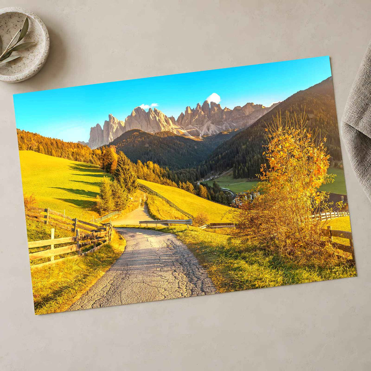 Funes Valley Autumn, Dolomites, Italy Photo Print Wall Decor
