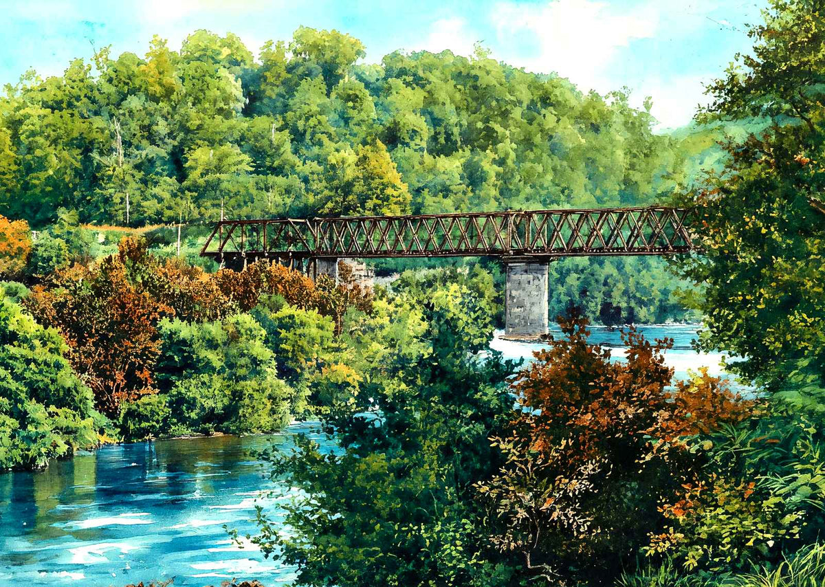 Caney Fork River, Southern Railroad, TN 1908 art print