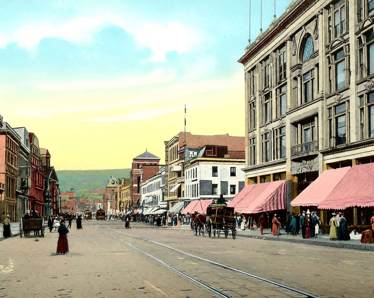 Lackawanna Avenue, Scranton, PA in 1907 vintage print