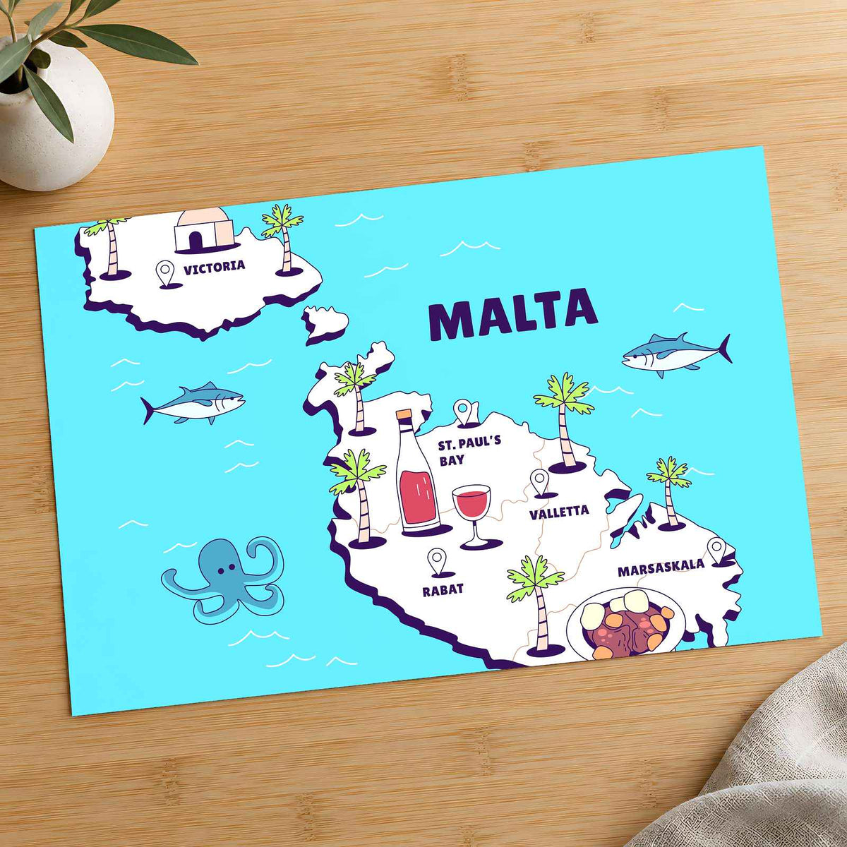 Map of the Island of Malta by Tri wiranto Art Print Wall Decor