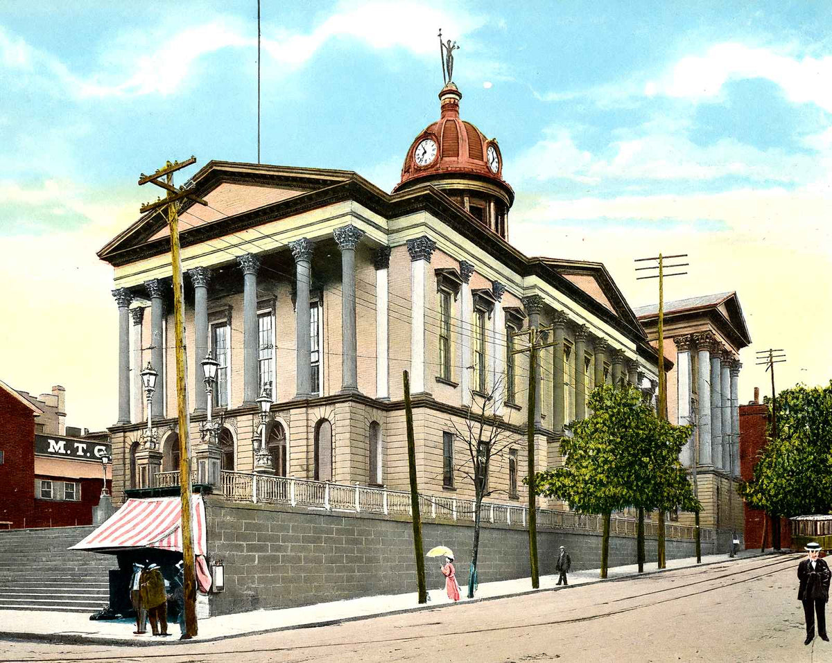 Court House, Lancaster PA in 1907 vintage print