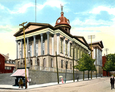 Court House, Lancaster PA in 1907 vintage print