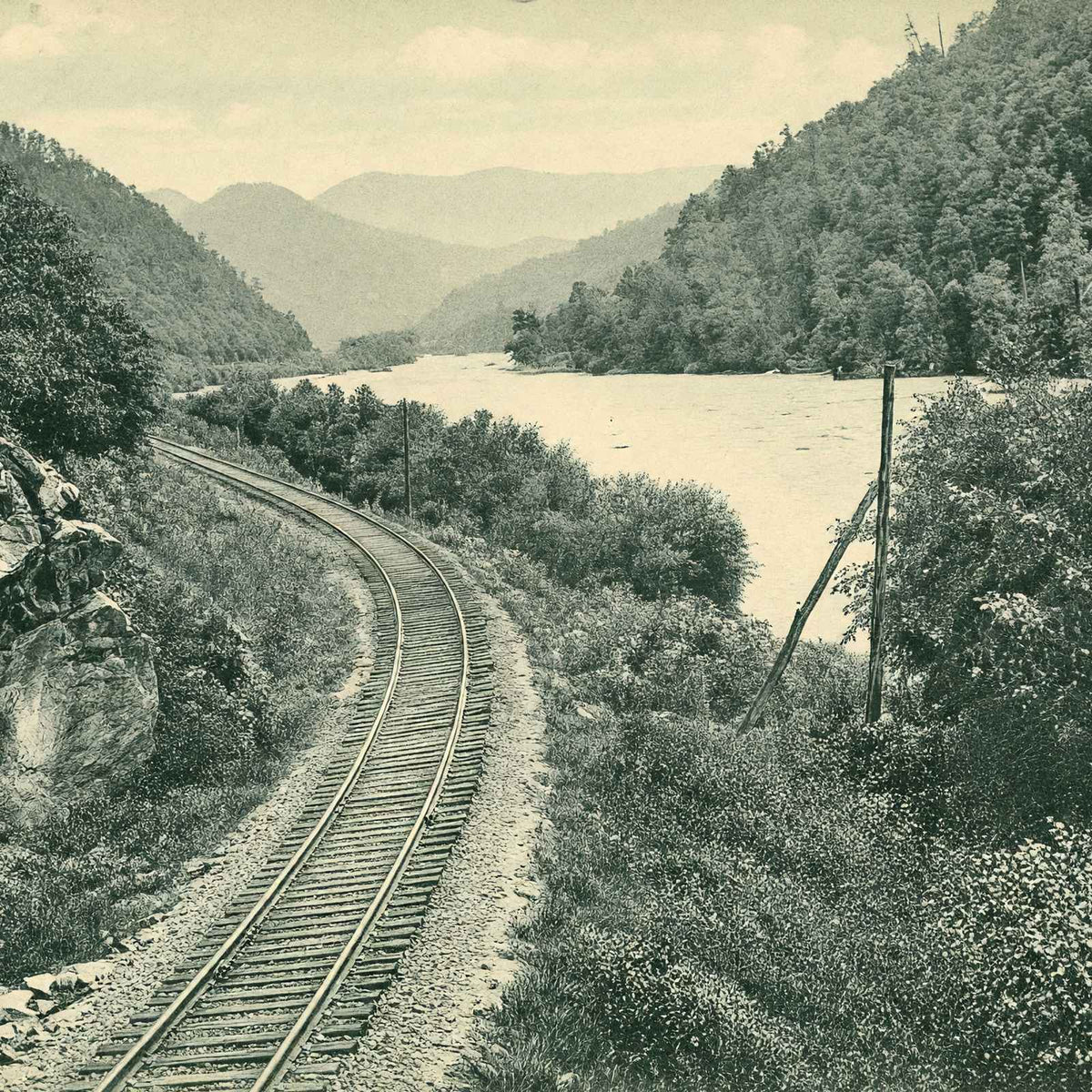 French Broad River Below Asheville, NC (1905) vintage print