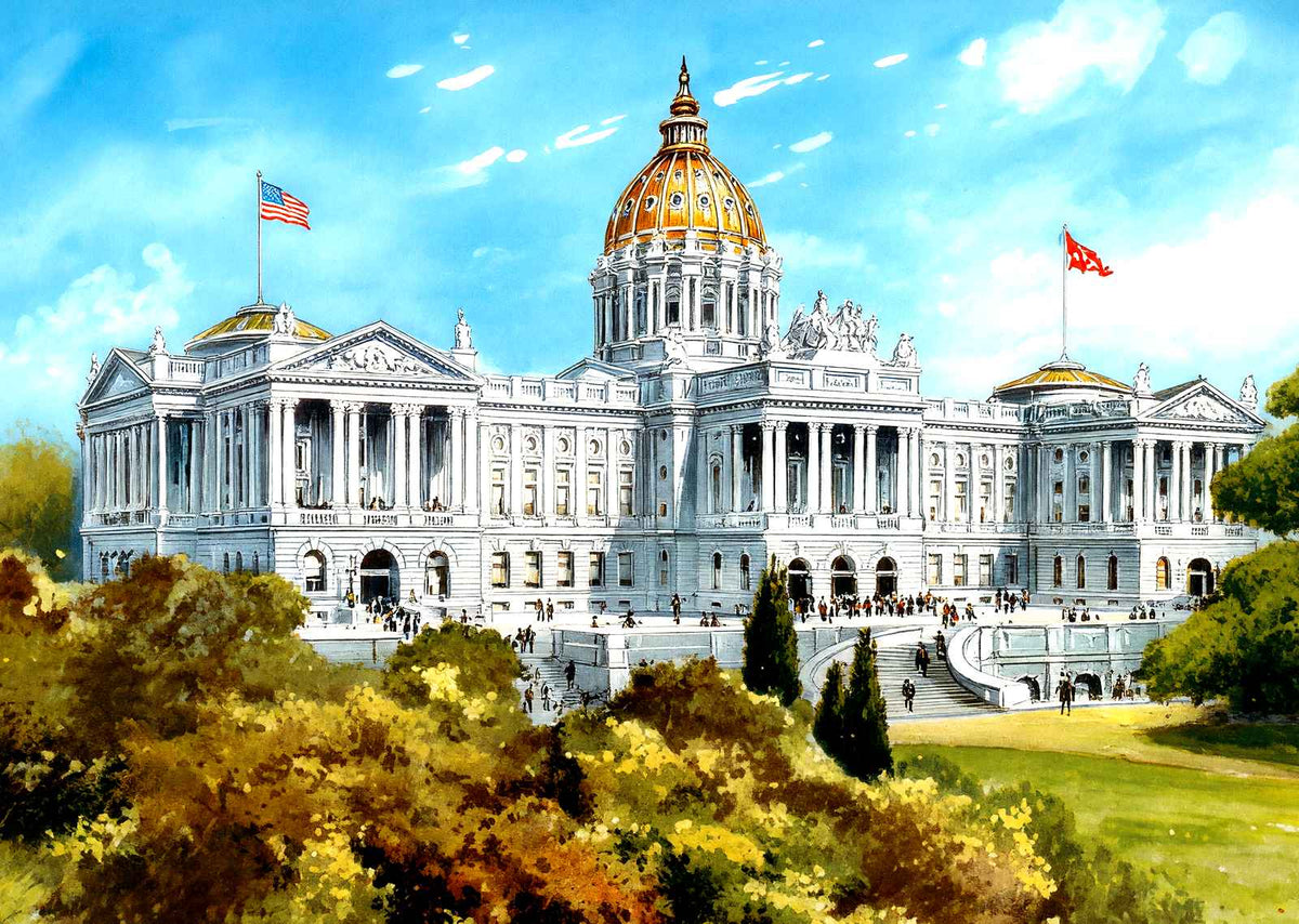 State Capitol, Harrisburg PA in 1906 vintage print