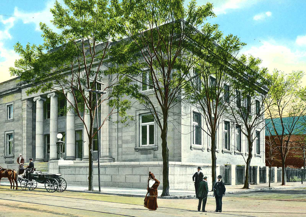 Free Public Library, Paterson, NJ in 1905 vintage print