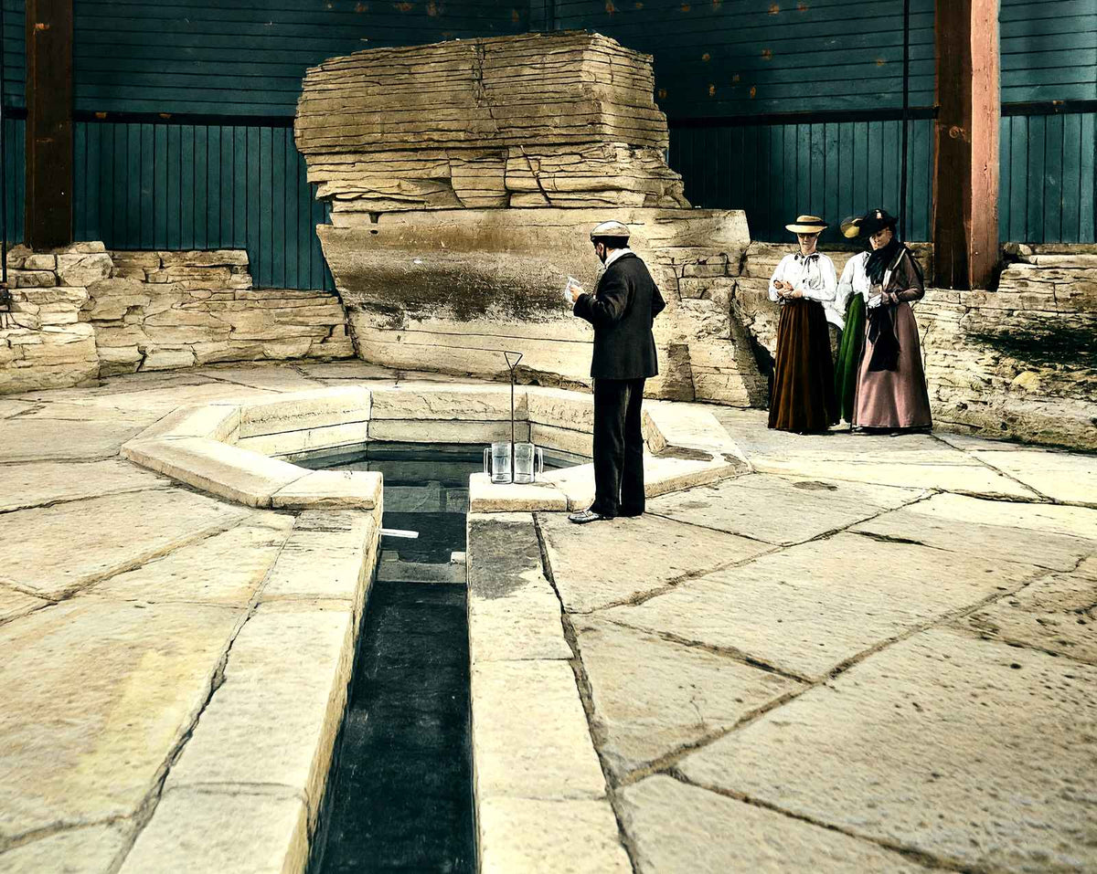 White Rock Spring, Waukesha, WI in 1906 vintage print