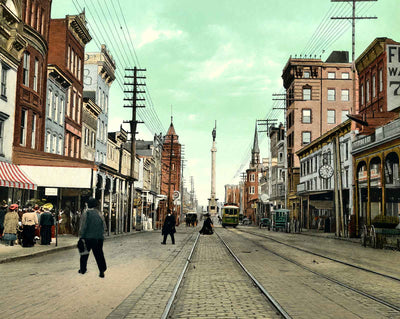 Hamilton Street, Allentown, PA in 1907 vintage print