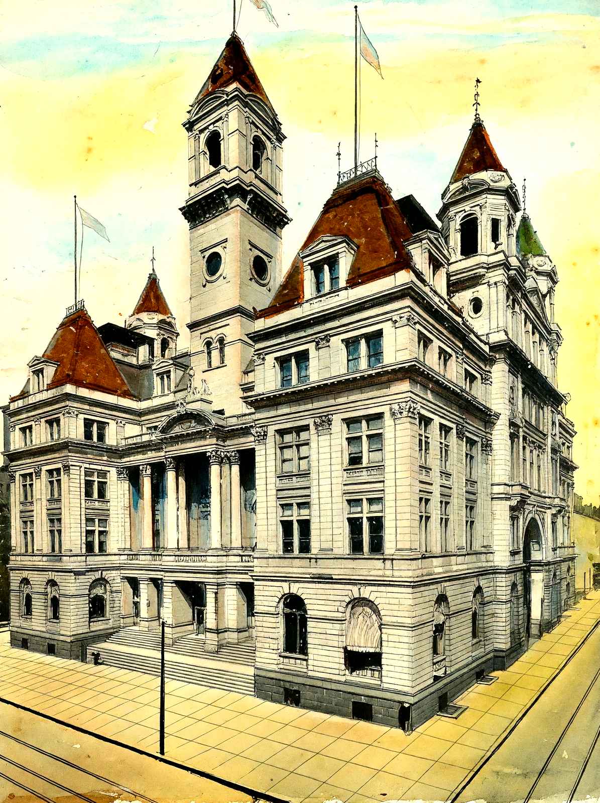 Post Office, Pittsburgh PA in 1906 art print