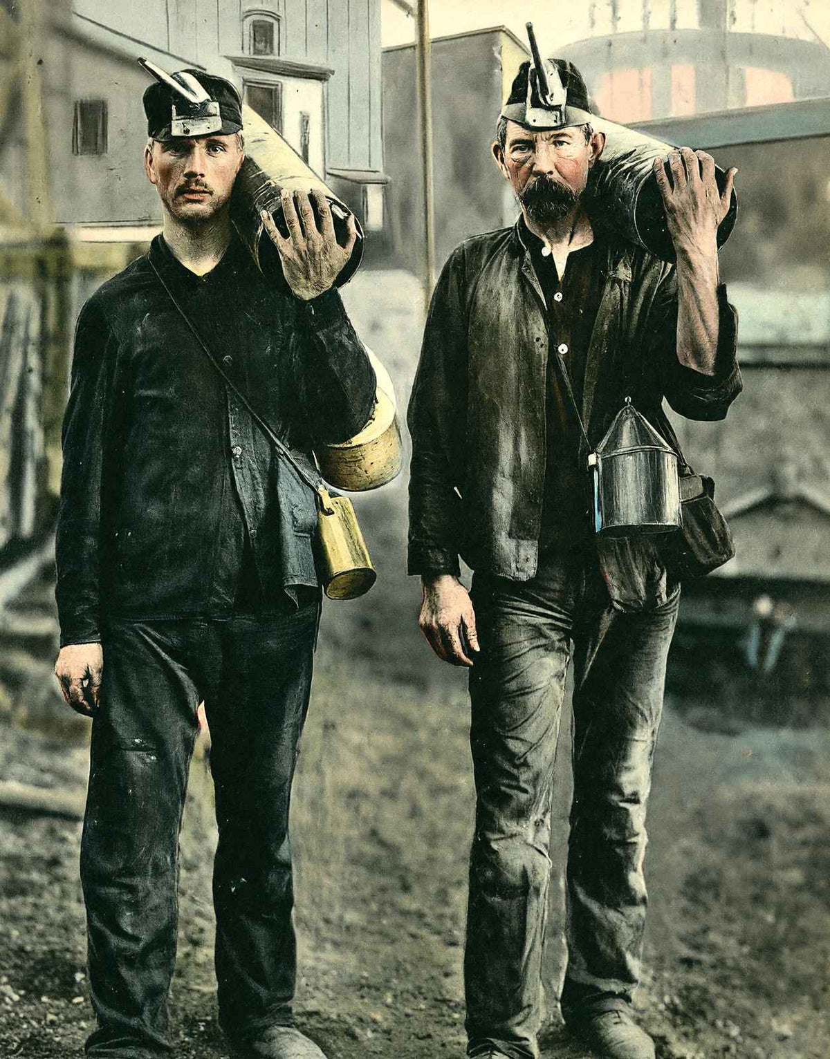 Coal Mining Carrying Powder to the Mine 1908 vintage print