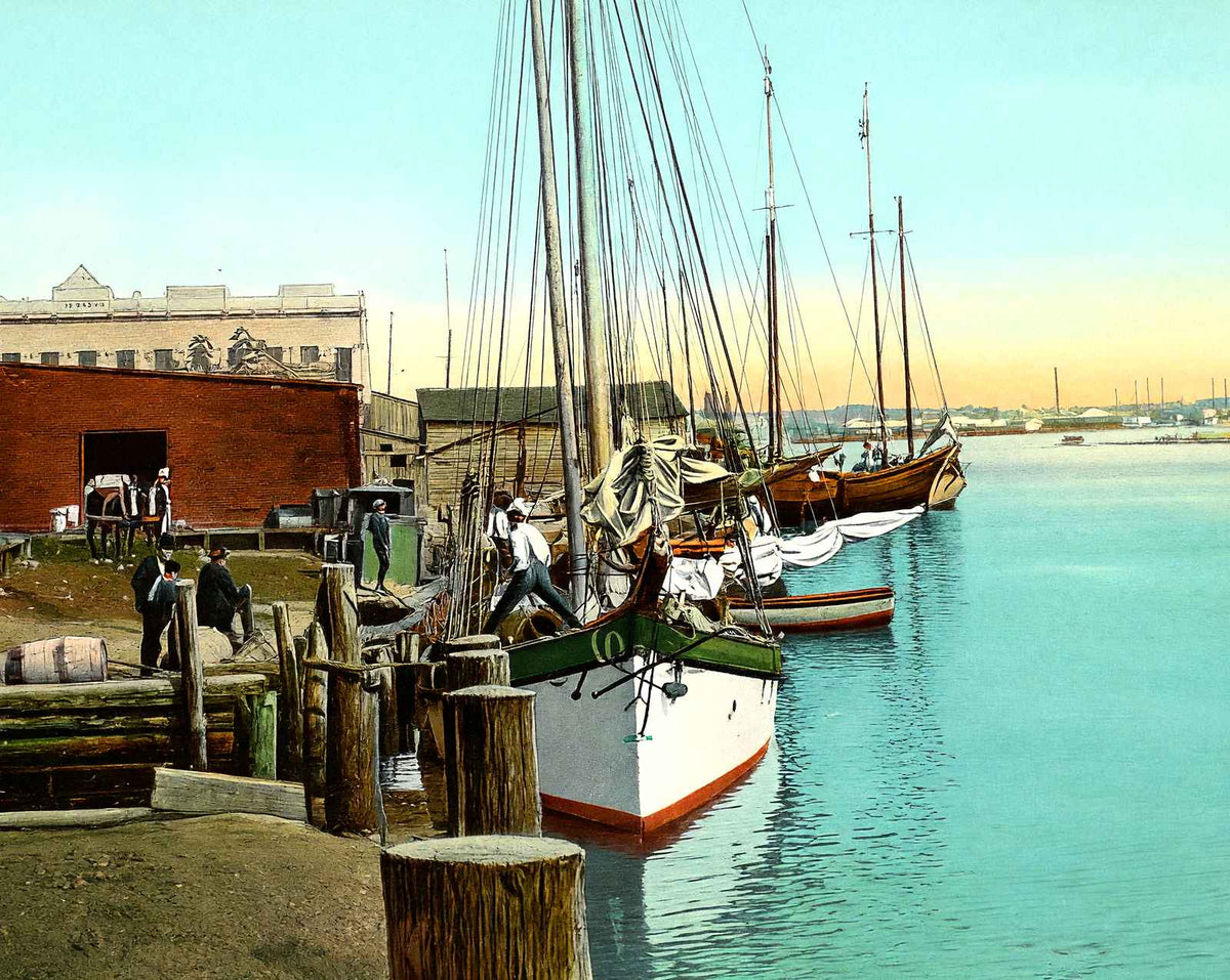 River Front, Elizabeth City, NC in 1907 vintage print