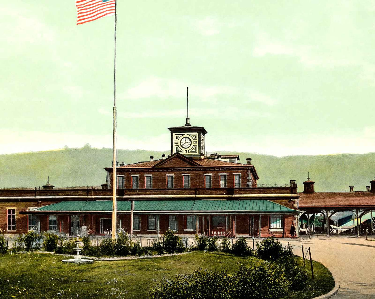 P. & R. RR Station, Reading, PA in 1907 vintage print